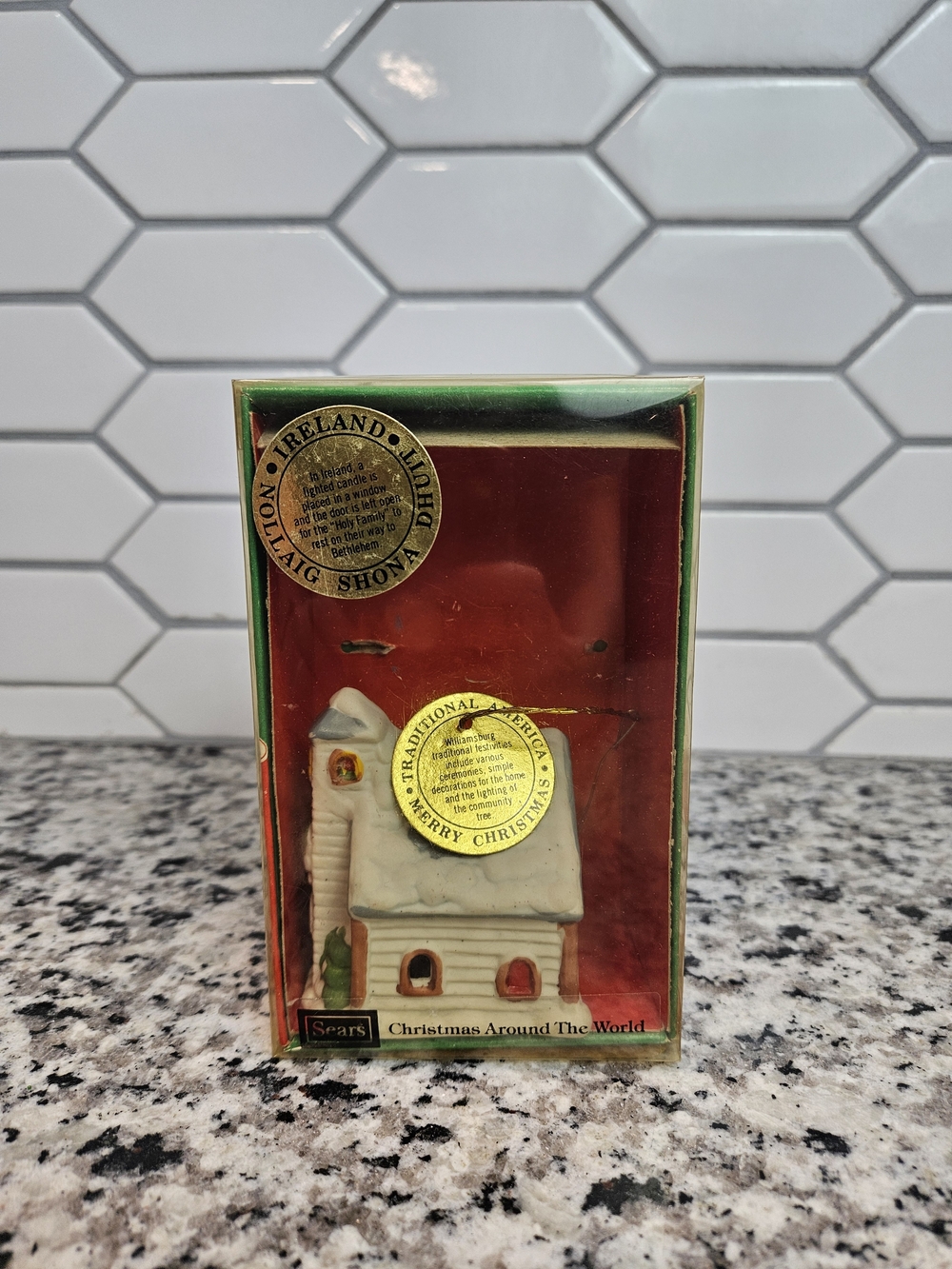 Sears Christmas Around The World Ireland Church Figurine - White & Green